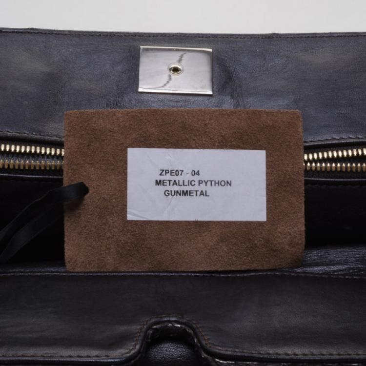 Pre Owned Zagliani Metallic Python Puffy Handbag  