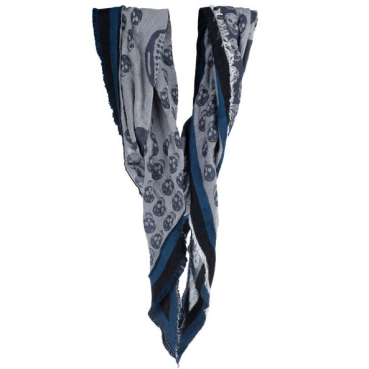 Pre Owned Alexander McQueen Unisex Modal Cashmere Skull Kefia