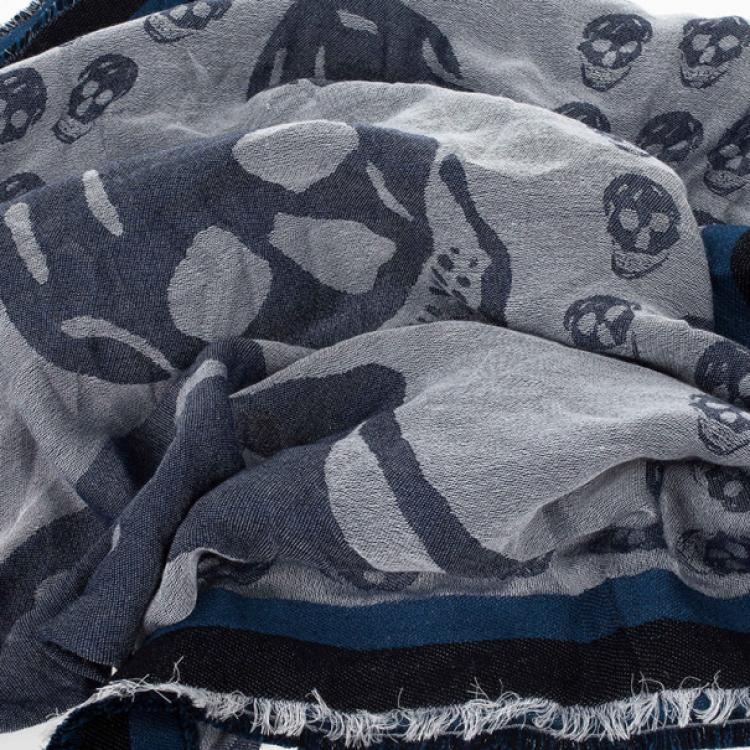 Pre Owned Alexander McQueen Unisex Modal Cashmere Skull Kefia