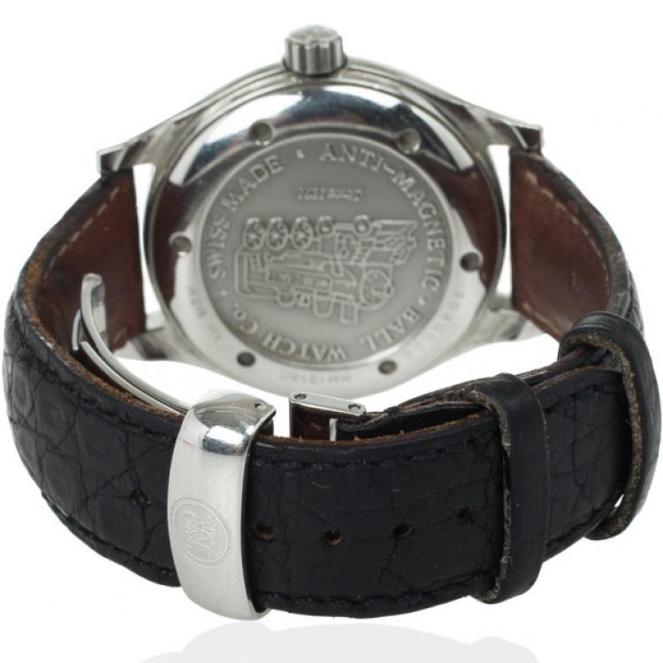 Pre Owned Ball Engineer II SS Leather Black Unisex Wristwatch 38 MM