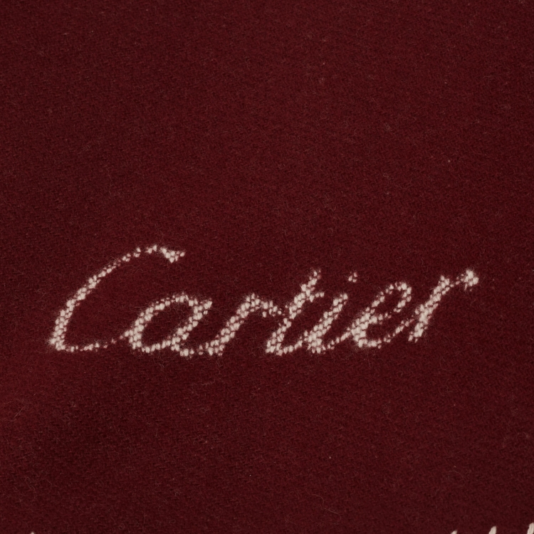 Pre Owned Cartier Burgundy Wool Panthere Blanket