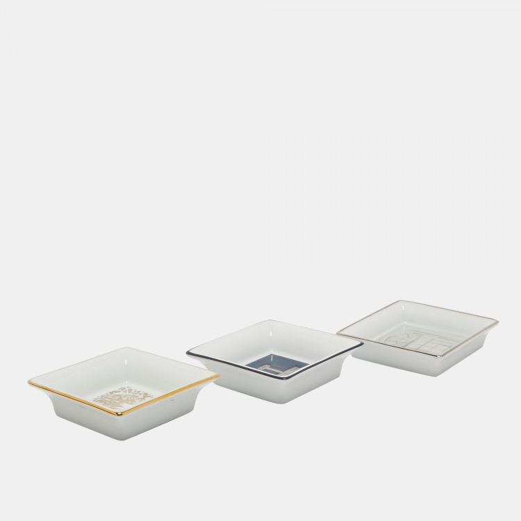 Pre Owned Cartier Porcelain Mini Trinket Tray Set of 3