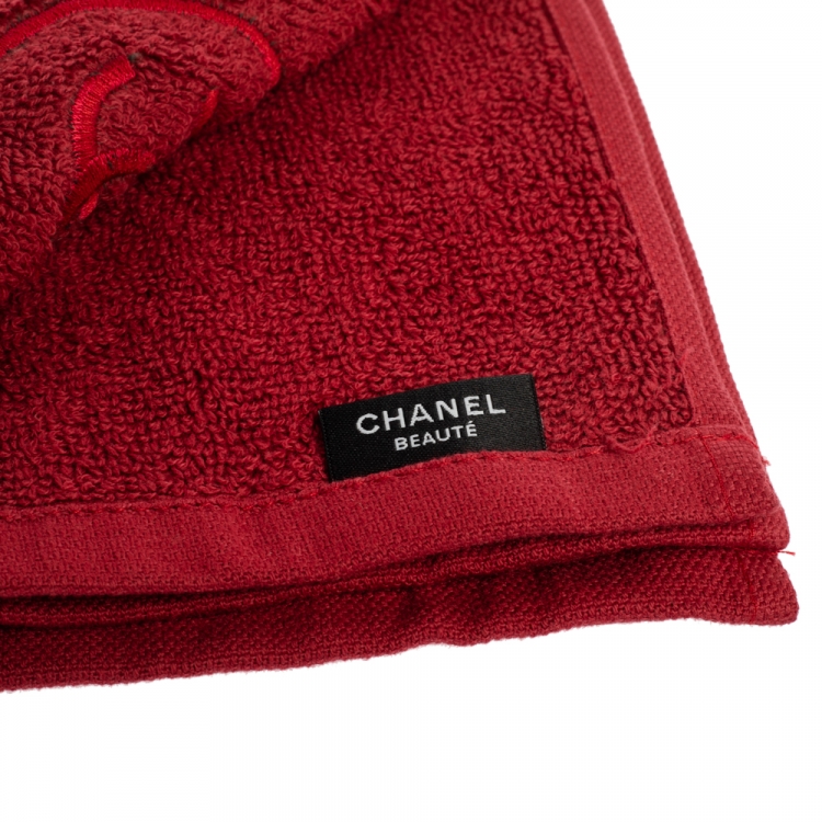 Pre Owned Chanel Beauté Cotton 3 Pc Hand Towel Set 