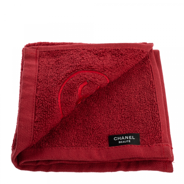 Pre Owned Chanel Beauté Cotton 3 Pc Hand Towel Set 