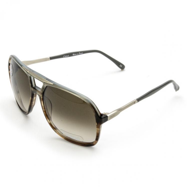 Pre Owned Chloe Grey Aviator Style Unisex Sunglasses