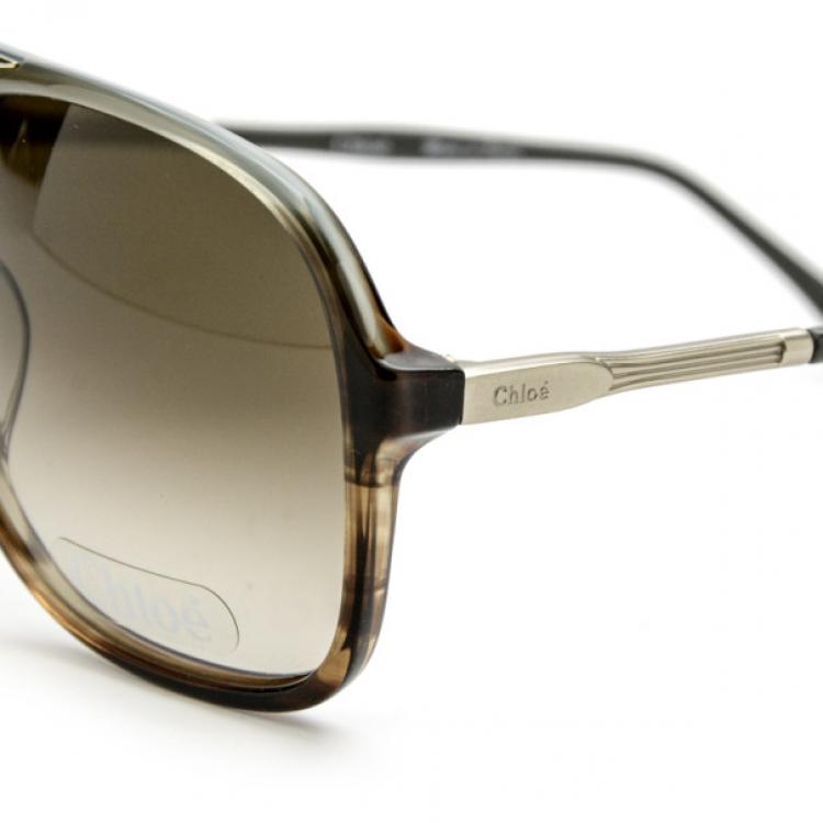 Pre Owned Chloe Grey Aviator Style Unisex Sunglasses