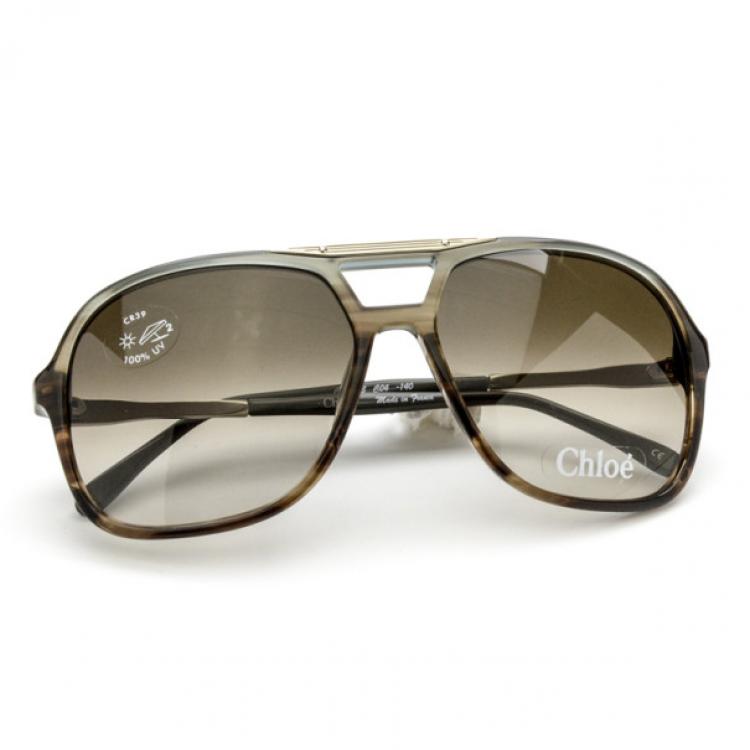 Pre Owned Chloe Grey Aviator Style Unisex Sunglasses