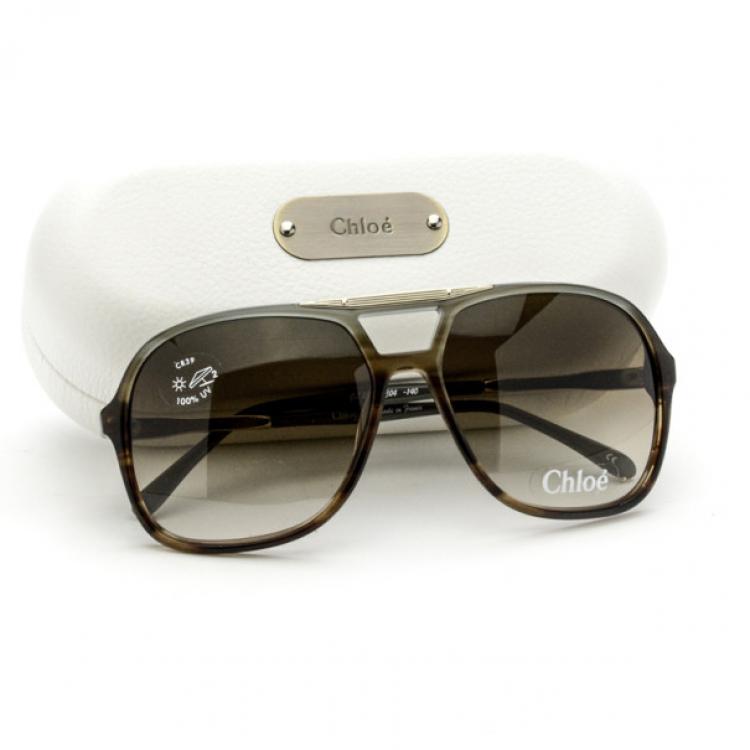 Pre Owned Chloe Grey Aviator Style Unisex Sunglasses