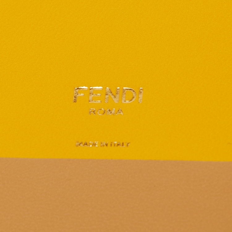 Pre Owned Fendi Beige/Yellow Leather O’Lock Oval Tray