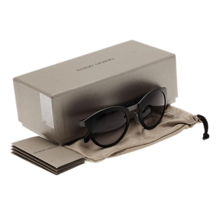 Pre Owned Giorgio Armani Black Phantos Round Sunglasses