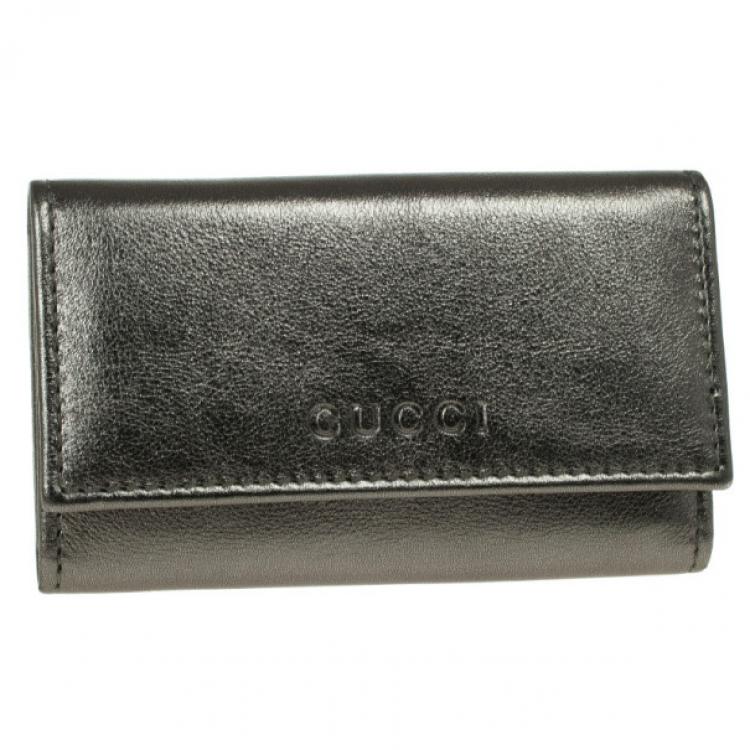 Pre Owned Gucci Metallic Leather Key Case