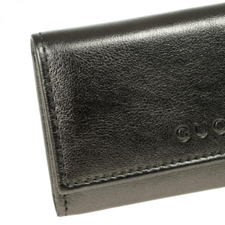 Pre Owned Gucci Metallic Leather Key Case