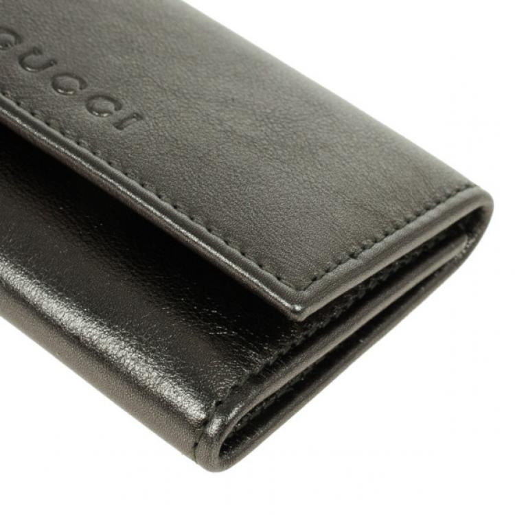 Pre Owned Gucci Metallic Leather Key Case