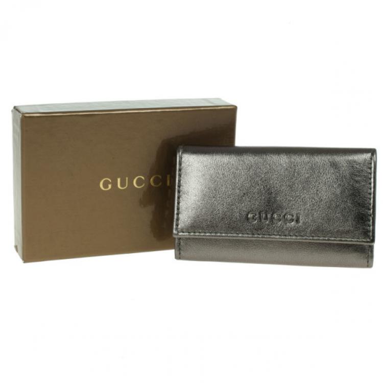 Pre Owned Gucci Metallic Leather Key Case
