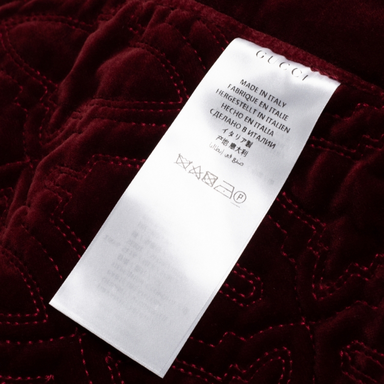 Pre Owned Gucci Burgundy Velvet & Tiger Printed Silk Quilt 