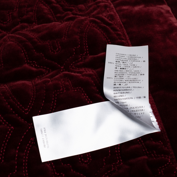 Pre Owned Gucci Burgundy Velvet & Tiger Printed Silk Quilt 