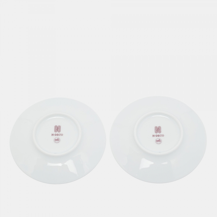 Pre Owned Hermes H Deco Rouge Tea Cup and Saucer Set