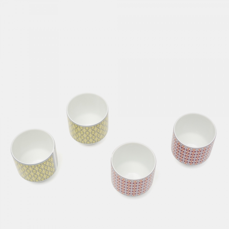 Pre Owned Hermès Porcelain Tie Set Tumbler Set of 4