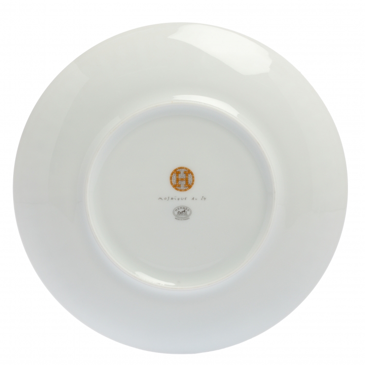 Pre Owned Hermès Gold Mosaique AU 24 Dessert Plate Set of 2