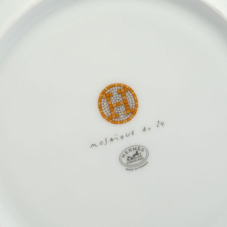Pre Owned Hermès Gold Mosaique AU 24 Dessert Plate Set of 2