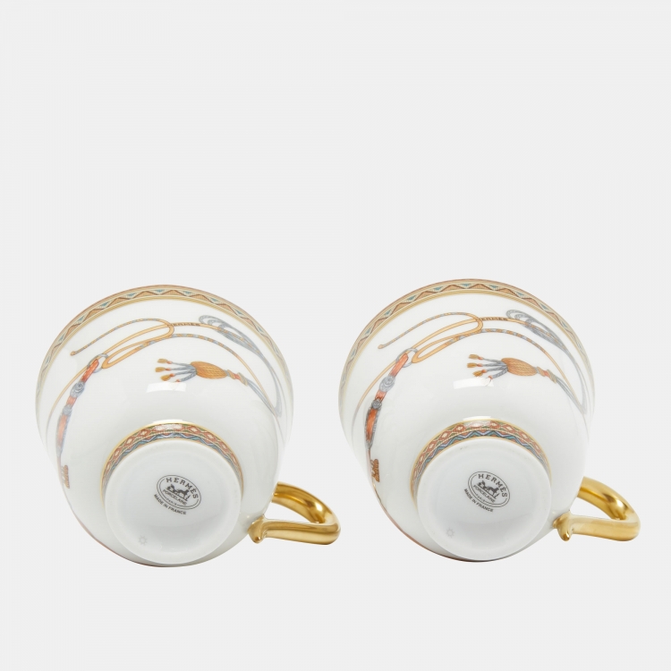 Pre Owned Hermes Cheval D' Orient Coffee Cup & Saucer Set