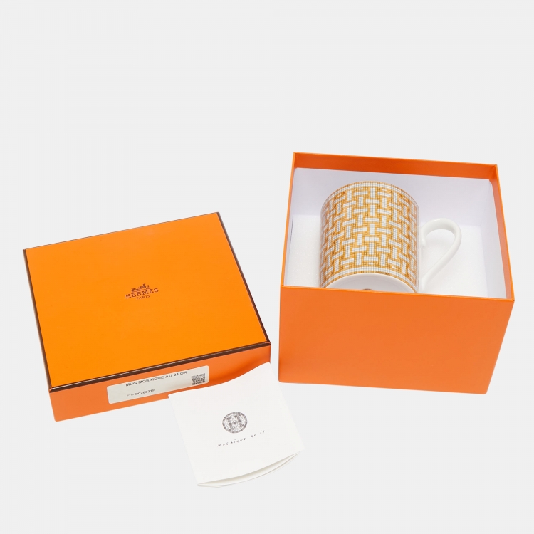 Pre Owned Hermès Gold Mosaïque AU 24 Mug