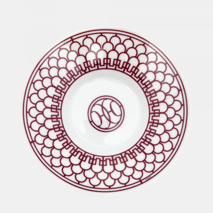 Pre Owned Hermes Rouge H Deco 6 Sets of  Coffee Cup And Saucer