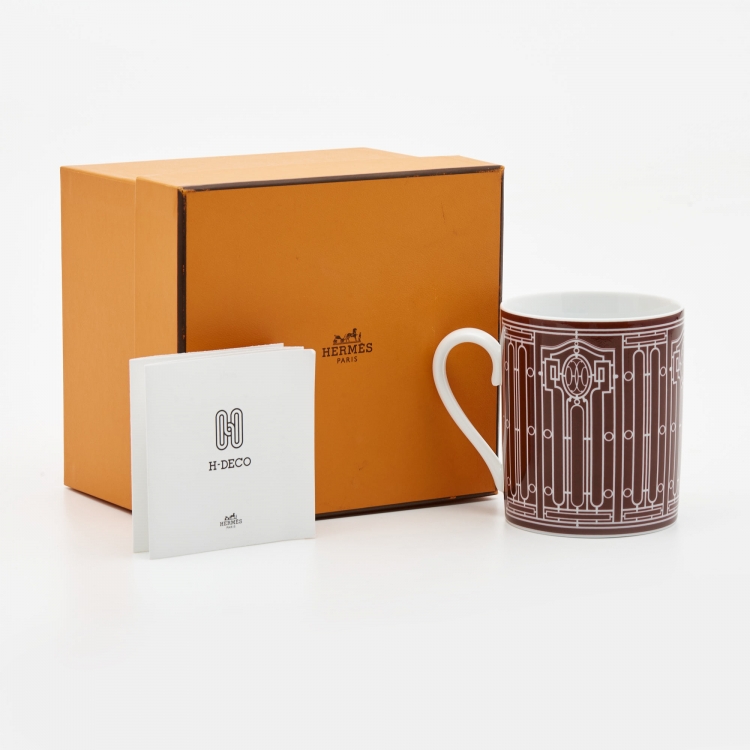 Pre Owned Hermes Rouge Porcelain H Deco N°2 Mug 