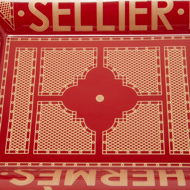 Pre Owned Hermès Rouge Sellier Porcelain Change Tray