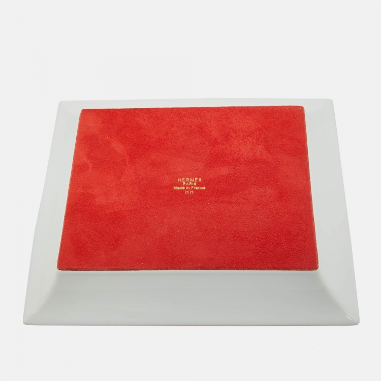 Pre Owned Hermès Rouge Sellier Porcelain Change Tray