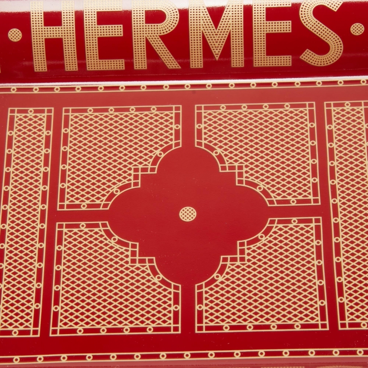 Pre Owned Hermès Rouge Sellier Porcelain Change Tray