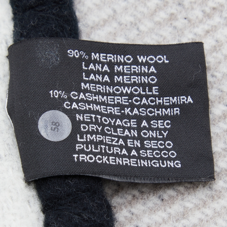 Pre Owned Hermes Black Merino Wool & Cashmere Avalon III Blanket