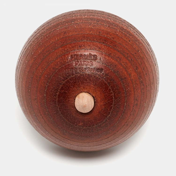 Pre Owned Hermes Brown/Black Oak Wood Spinning Top
