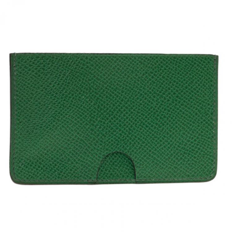 Pre Owned Hermes Green Leather Porquerolles Card Case