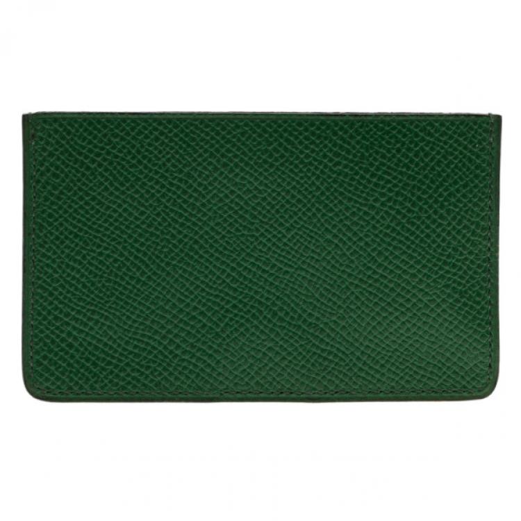 Pre Owned Hermes Green Leather Porquerolles Card Case