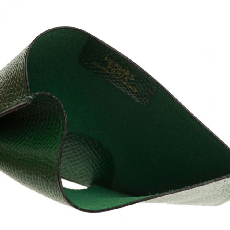 Pre Owned Hermes Green Leather Porquerolles Card Case