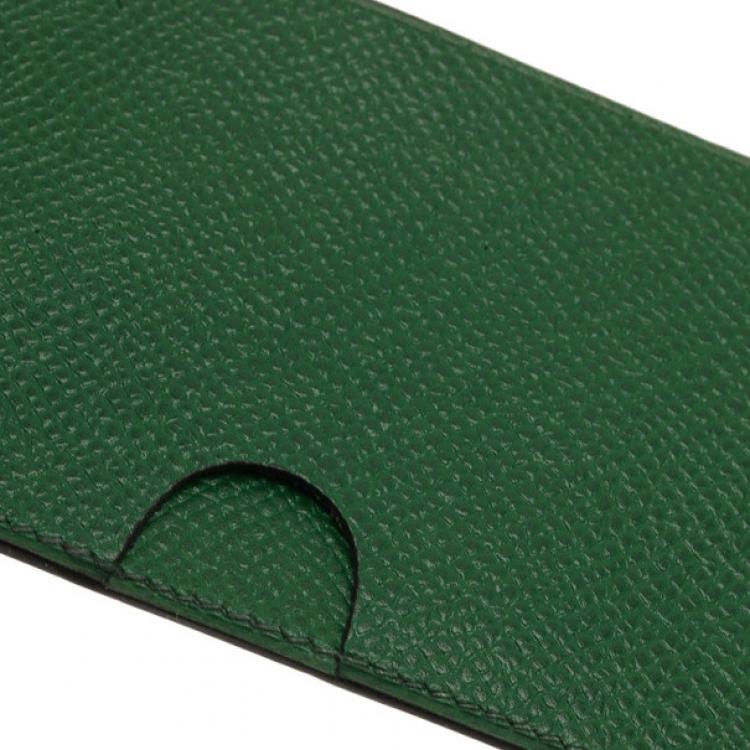 Pre Owned Hermes Green Leather Porquerolles Card Case