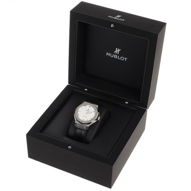 Pre Owned Hublot White Titanium Classic Fusion Unisex Wristwatch 38MM