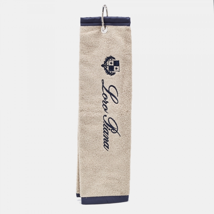 Pre Owned Loro Piana Beige Logo Embroidered Cotton Terry My Golf Towel