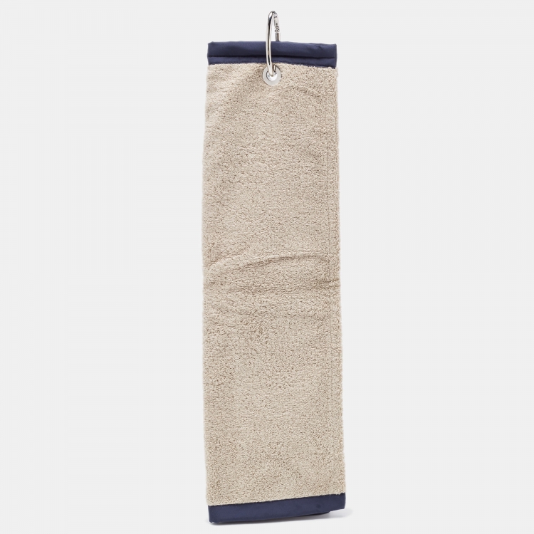 Pre Owned Loro Piana Beige Logo Embroidered Cotton Terry My Golf Towel