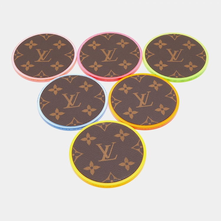 Pre Owned Louis Vuitton Multicolor Plexiglas Monogram Fluo Coasters Set
