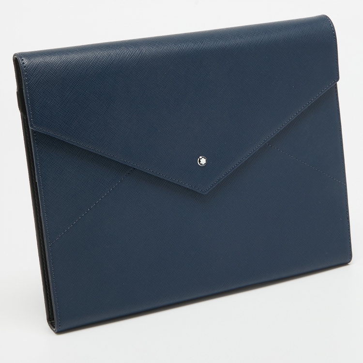 Pre Owned Montblanc Blue Leather Urban Spirit Augmented Paper Set