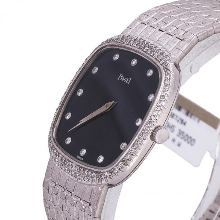 Pre Owned Piaget 18 K White Gold Vintage Unisex Wristwatch 28 MM