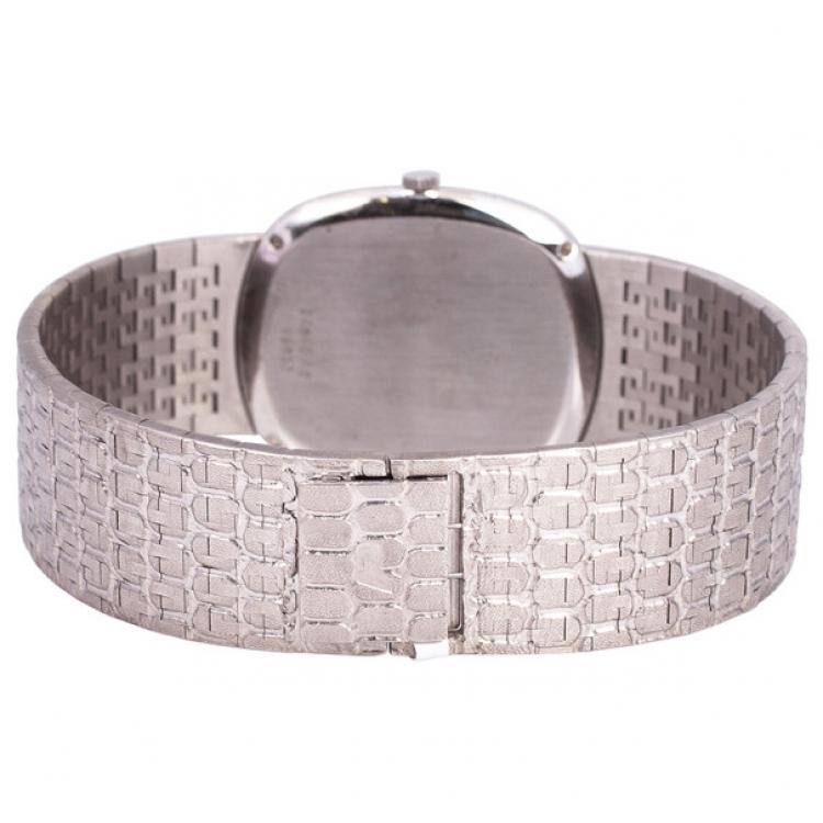 Pre Owned Piaget 18 K White Gold Vintage Unisex Wristwatch 28 MM