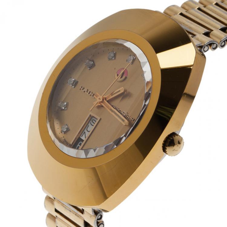Pre Owned Rado Gold Stainless Steel DiaStar Unisex Wristwatch 35MM