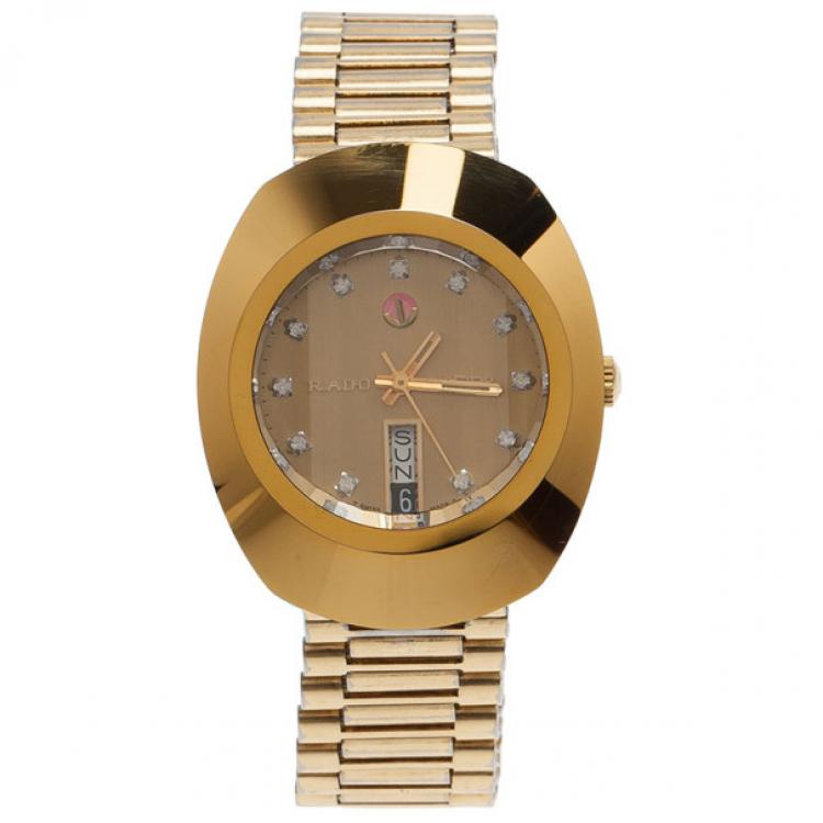 Pre Owned Rado Gold Stainless Steel DiaStar Unisex Wristwatch 35MM