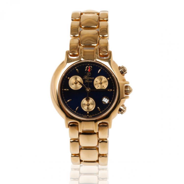 Pre Owned Rama Swiss Watch Gold Plated SS Chronograph Unisex Wristwatch 36 MM