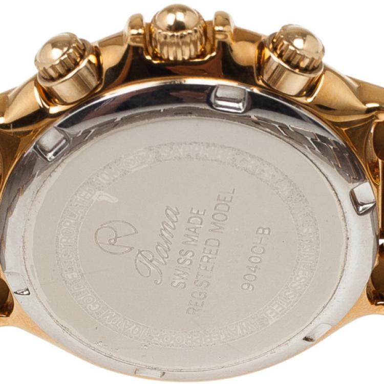 Pre Owned Rama Swiss Watch Gold Plated SS Chronograph Unisex Wristwatch 36 MM