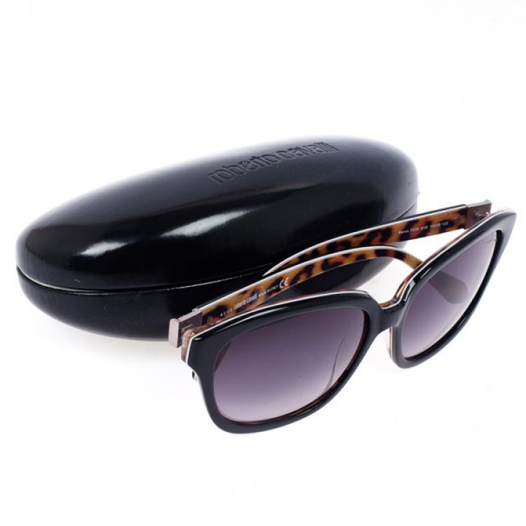 Pre Owned Roberto Cavalli Black &amp; Leopard Frame Baros Unisex Sunglasses