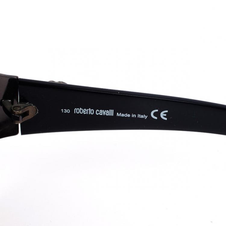 Pre Owned Roberto Cavalli Black Icario Shield Unisex Sunglasses